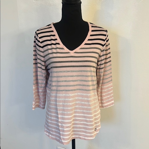 Calvin Klein Performance Striped V-Neck Women's Top, S. Medium. - Picture 1 of 7